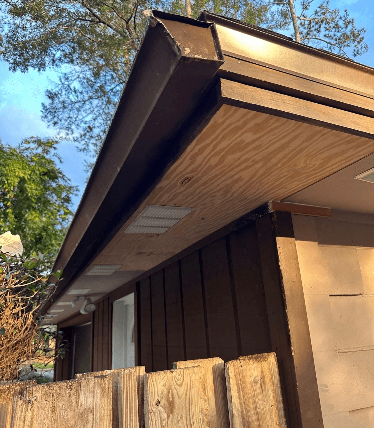 Remediation work under roof — wildlife damage repair
